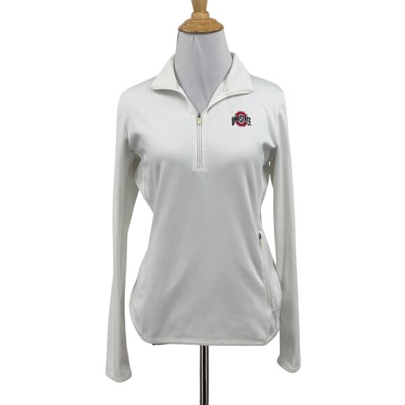Nike Golf Jacket Womens S Small White Therma Fit Quarter Zip Ohio State Buckeyes - Picture 1 of 14